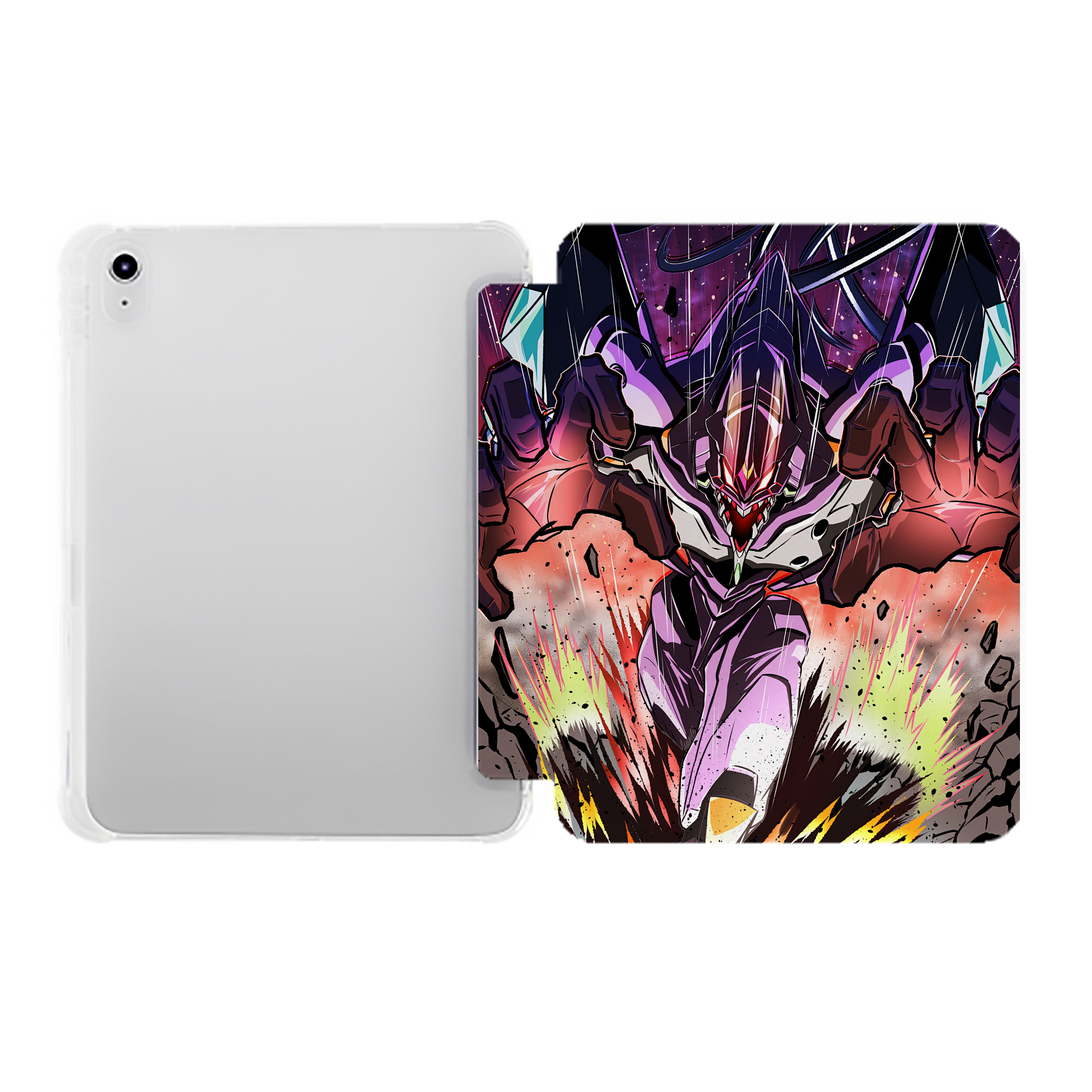 （画像用） EVA 新世紀エヴァンゲリオン IPad ケース ペン収納付き 三つ折りスタンド PUレザー×シリコン 対応機種9.5/10.5/10.9インチ